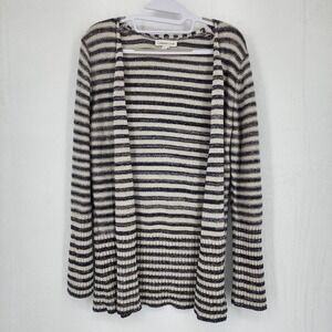 Coldwater Creek Striped Open Front Cardigan Size S Cotton Linen Blend Navy Knits